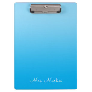 Baby Blue Azure Gradient Personalisiert Teacher Klemmbrett