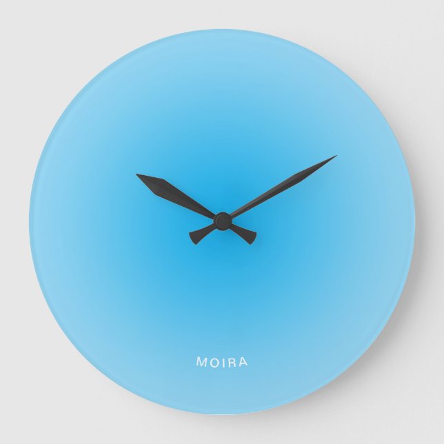 Baby Blue Azure Radial Gradient Große Wanduhr (Vorderseite)