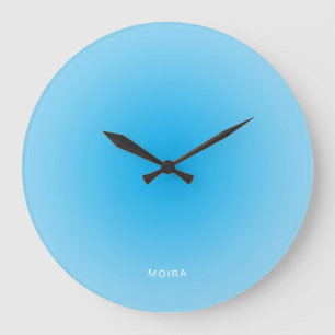 Baby Blue Azure Radialer Farbverlauf Große Wanduhr