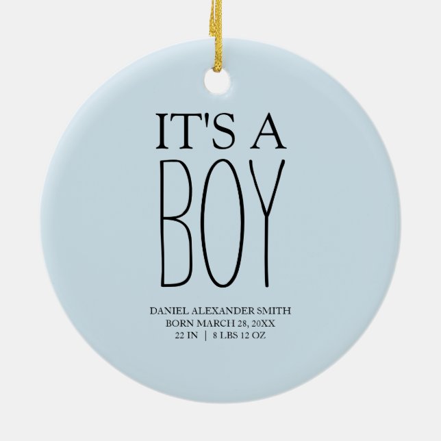 Baby Blue Baby Boy Foto Keramik Ornament (Hinten)