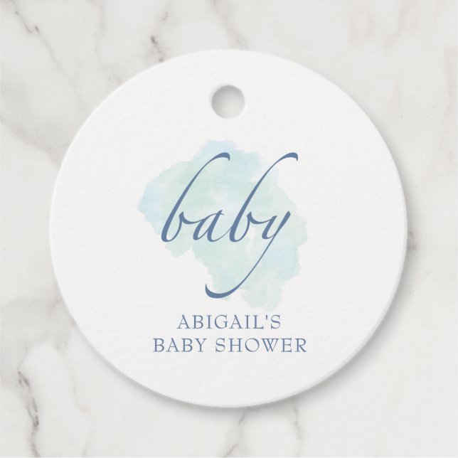 Baby Blue, Baby Dusche Geschenkanhänger (Vorderseite)