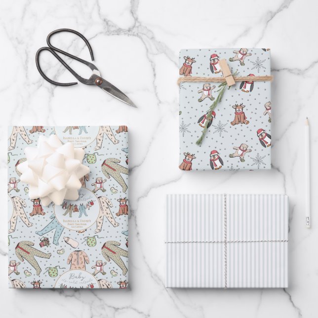 Baby Blue Baby seine kalte Außendusche Geschenkpapier Set (Vorderseite)