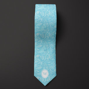 Baby Blue Batik Floral Botanical Krawatte