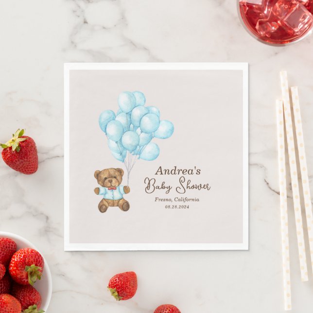 Baby Blue Bear Baby Dusche Party Napkins Serviette (Beispiel)