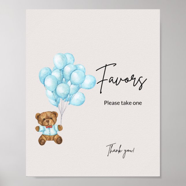 Baby Blue Bear Baby Shower Lieblings Poster (Vorne)