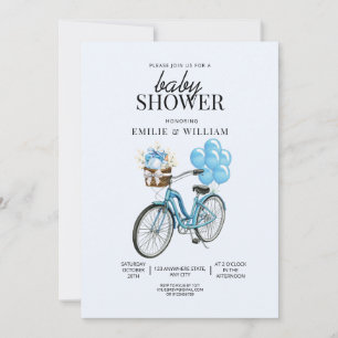 Baby Blue Bike Baby Shower Einladung, es ist Junge Einladung