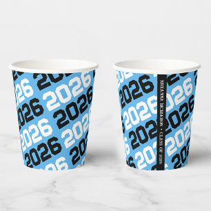 Baby Blue & Black Abschlussjahrgang Absolventenfei Pappbecher