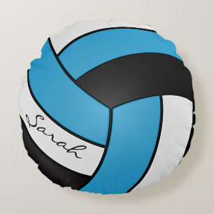 Baby Blue, Black and White Volleyball   DIY Name Rundes Kissen