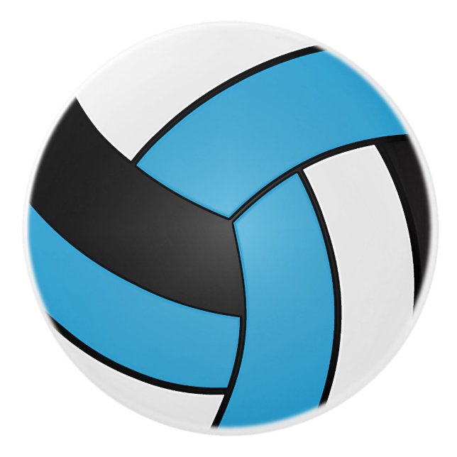 Baby Blue, Black and White Volleyball Keramikknauf (Vorderseite)