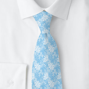 Baby Blue Blumen Batik Krawatte