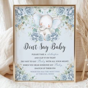 Baby Blue Blumen Elefant Don't Say Baby Spiel Poster