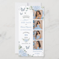 Baby Blue Blumen Silber Foto Booth Quinceanera