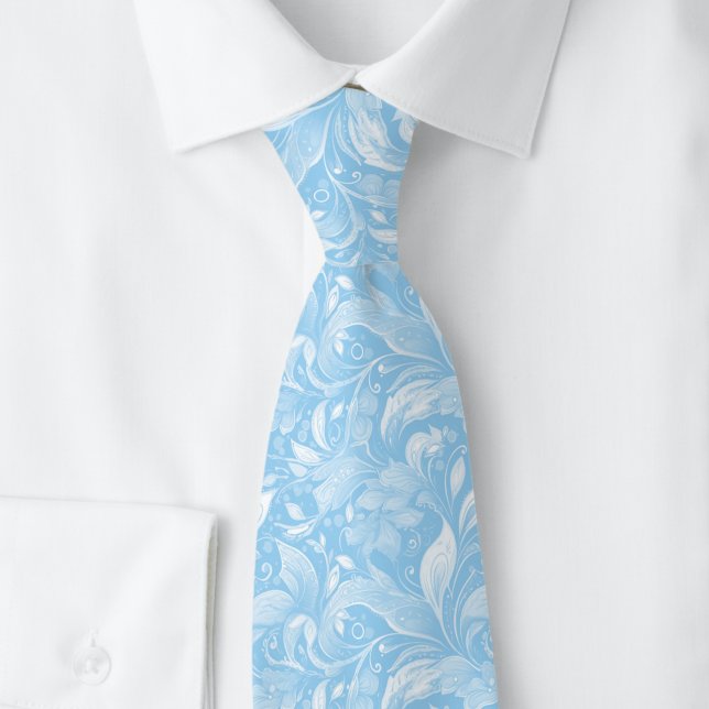 Baby Blue Botanische Batik Krawatte (Von Creator hochgeladen)