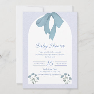 Baby Blue Bow Baby Dusche Einladung