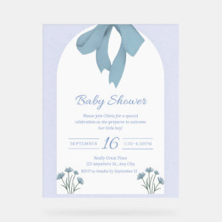 Baby Blue Bow Baby Shower Einladung Acrylschild