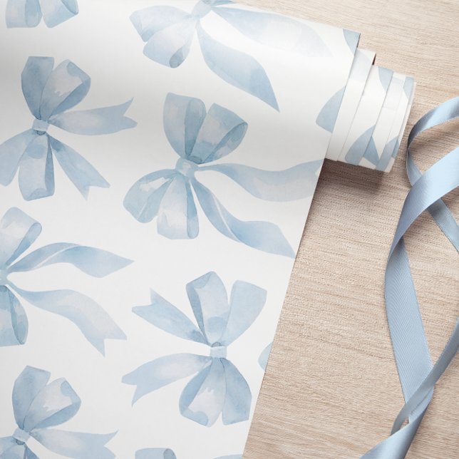 Baby Blue Bow Wrapping Paper Geschenkpapier (Von Creator hochgeladen)