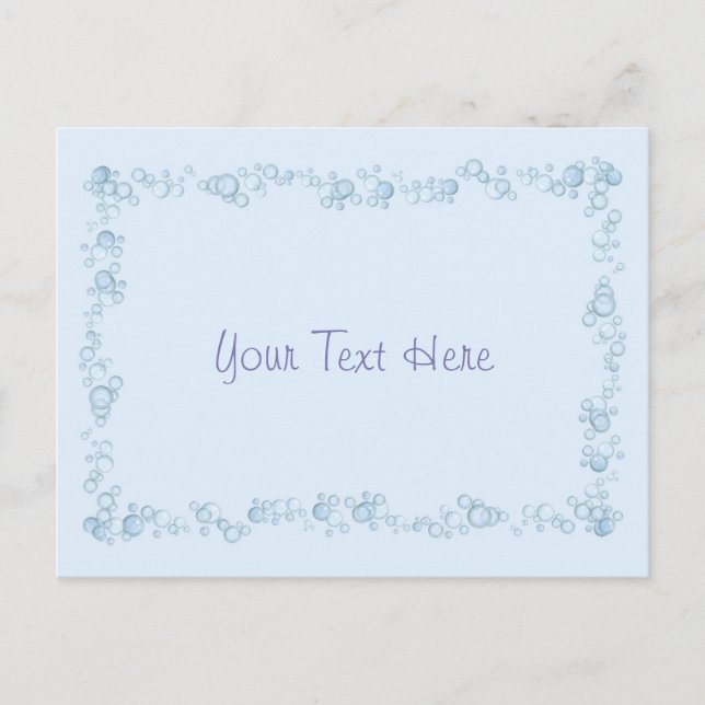 Baby Blue Bubble Border Design angepasst Postkarte (Vorderseite)