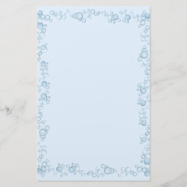 Baby Blue Buble Border Design Briefpapier (Vorderseite)