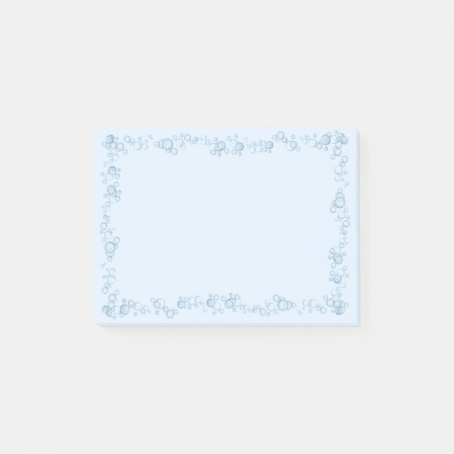Baby Blue Buble Border Design Post-it Klebezettel (Vorderseite)