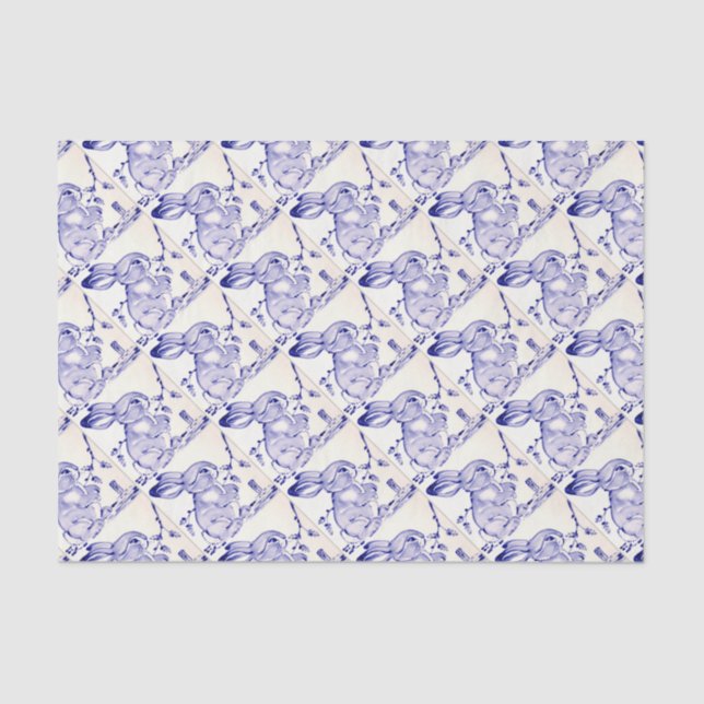 Baby Blue Bunny Rabbit Geschenkwrap Seidenpapier (Vorderseite)