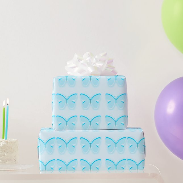 Baby Blue Butterfells Packpapier (Partygeschenke)