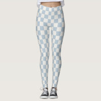 Baby Blue Checkerboard Leggings - Soft & Stylish