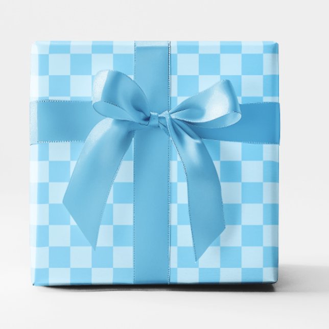 Baby Blue Checkered Geschenkpapier (Baby Blue Checkered Wrapping Paper)
