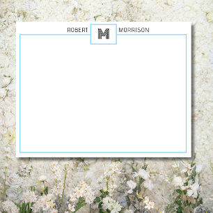 Baby Blue Chic Monogramm Schreibwaren Notizkarte Einladung