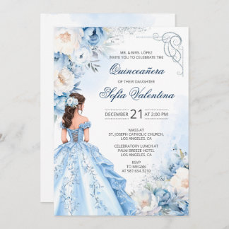 Baby Blue Cinderella Quinceañera Einladung