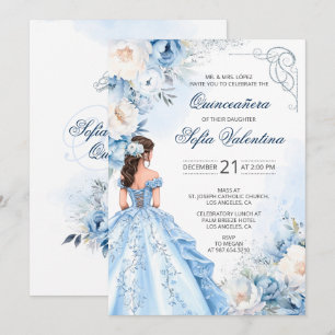 Baby Blue Cinderella Quinceañera-Einladung Einladung