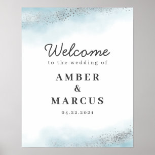 Baby Blue Cloud Silver Wedding Willkommenszeichen Poster
