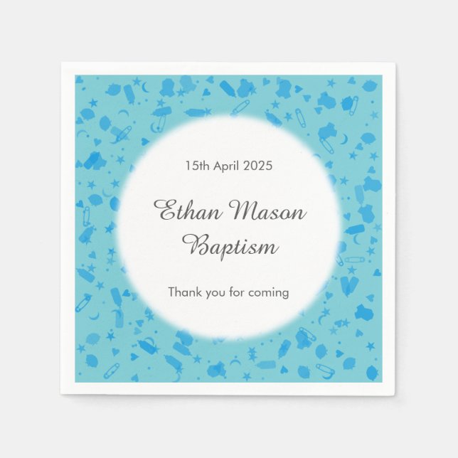 Baby Blue Confetti Taufe Christening Serviette (Vorderseite)