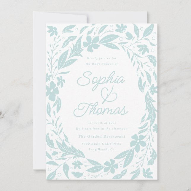 Baby Blue Couples Kinderdusche Einladung (Vorderseite)