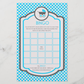 Baby Blue Cradle Baby Dusche Bingo Spiel Flyer