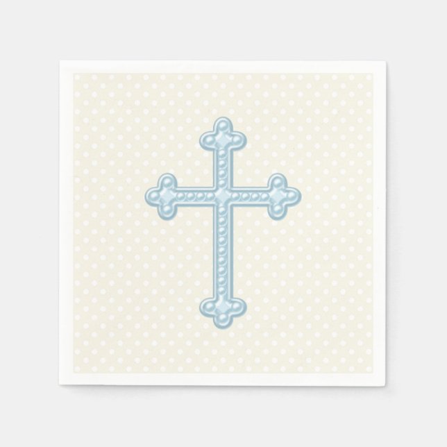 Baby Blue Cross Christening Serviette (Vorderseite)