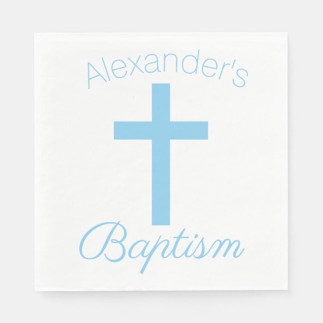 Baby Blue Cross mit Individuelle Name Taufe Serviette (Vorderseite)