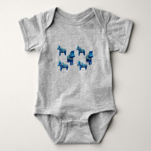 Baby Blue Dala Horse Body Anzug Strampler