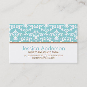 Baby Blue Damask Muster Calling Cards Telefonnummerkarte