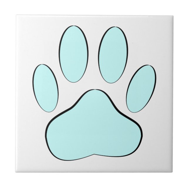 Baby Blue Dog Pawprint Fliese (Vorderseite)