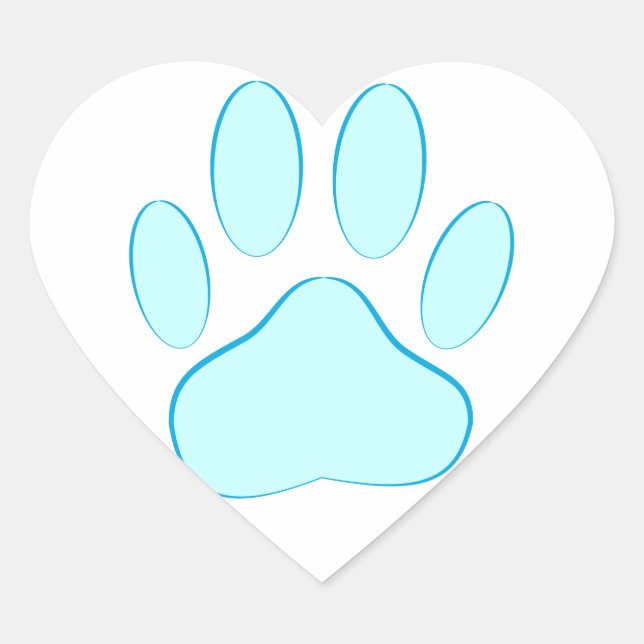 Baby Blue Dog Pawprint Herz-Aufkleber (Vorderseite)