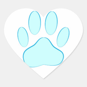 Baby Blue Dog Pawprint Herz-Aufkleber