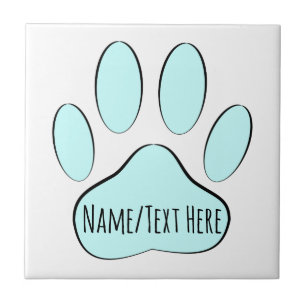 Baby Blue Dog Pawprint Individuelle Name Fliese