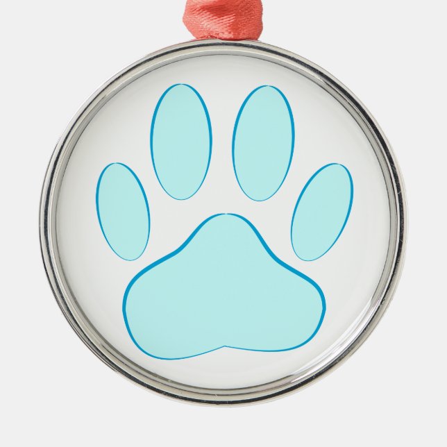 Baby Blue Dog Pawprint Ornament Aus Metall (Vorne)