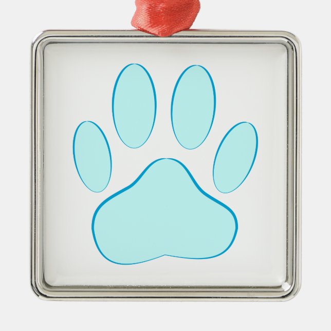 Baby Blue Dog Pawprint Ornament Aus Metall (Vorne)