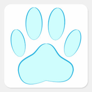 Baby Blue Dog Pawprint Quadratischer Aufkleber
