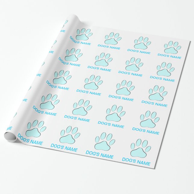 Baby Blue Dog's Pawprint Geschenkpapier (Ungerollt)