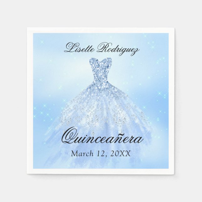 Baby Blue Dress Quinceanera Custom Serviette (Vorderseite)
