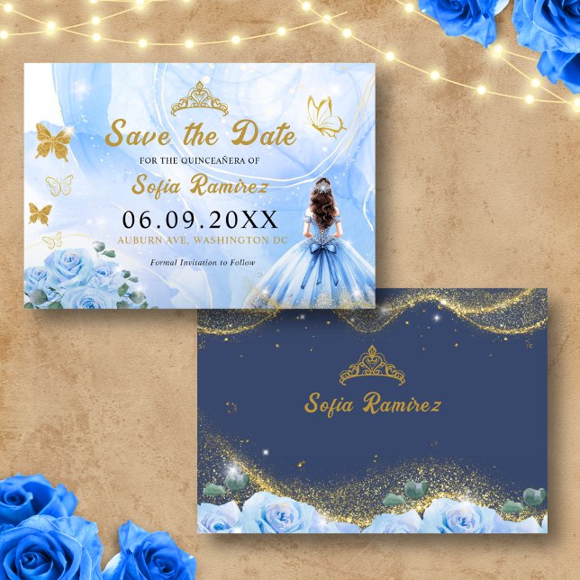 Baby Blue Dress Tiara Princess Quinceañera Save The Date (Von Creator hochgeladen)