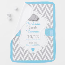 Baby Blue Elephant Birth Keepake Design 🐘 Babydecke
