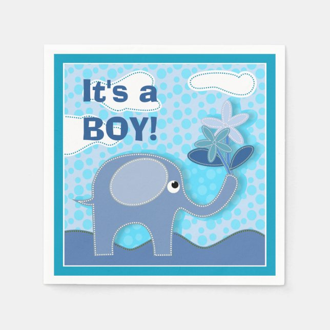 Baby Blue Elephant Es ist eine Baby-Dusche Serviette (Vorderseite)